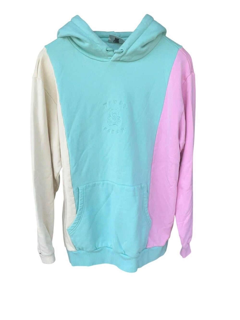 Teddy Fresh Large pastel color block pink embroidered logo hoodie ice cream